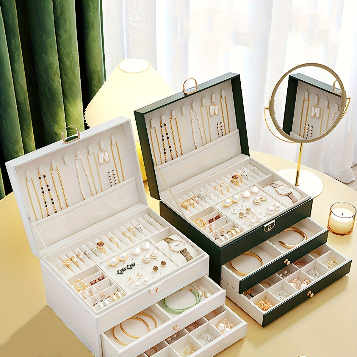 LuxeVault – Schmuckbox aus Leder mit mehreren Schubladen