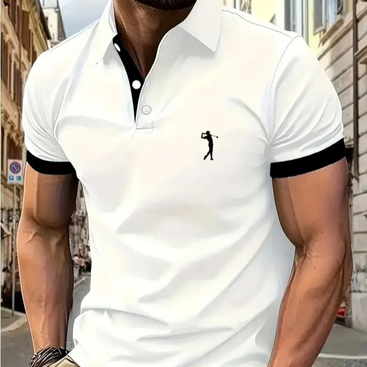 Julian – Slim-Fit-Poloshirt mit gestreiftem Kragen