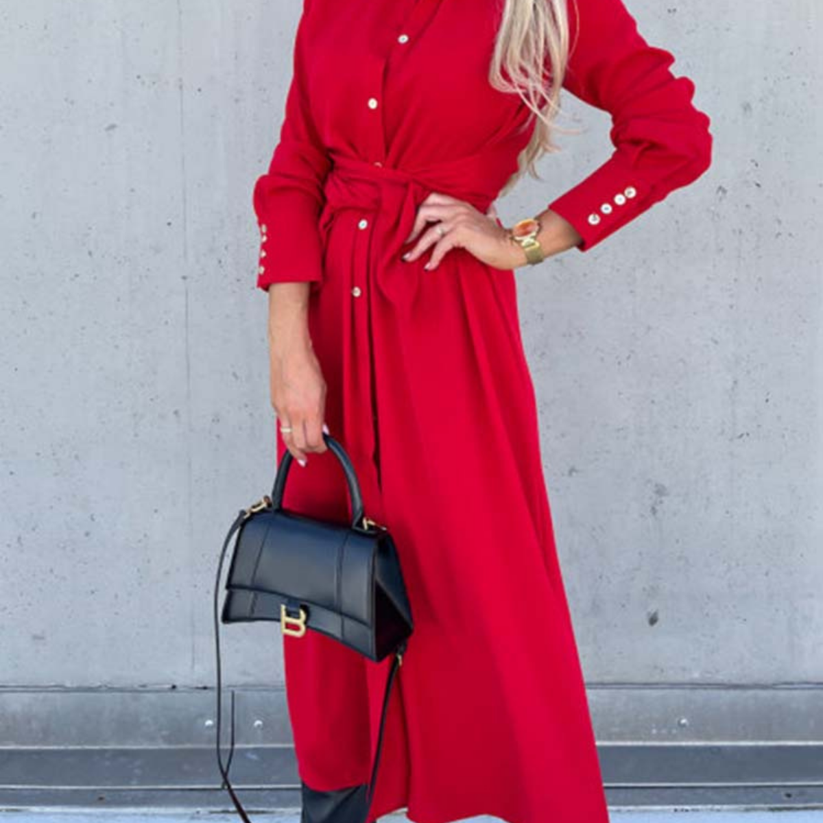 Aveline – Langarm-Hemdkleid mit durchgehender Knopfleiste