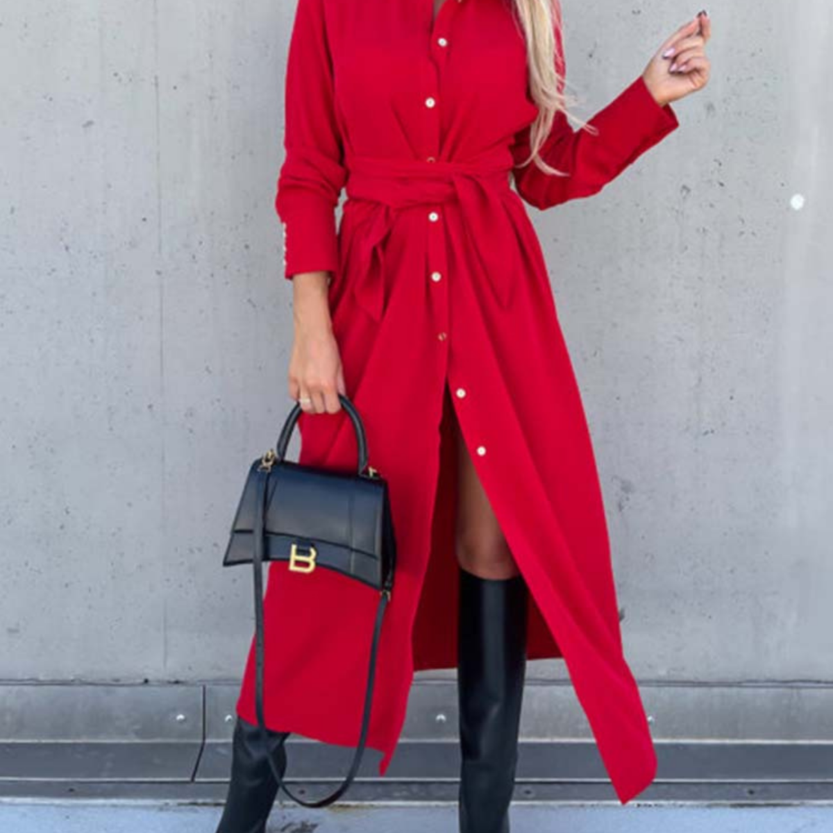 Aveline – Langarm-Hemdkleid mit durchgehender Knopfleiste