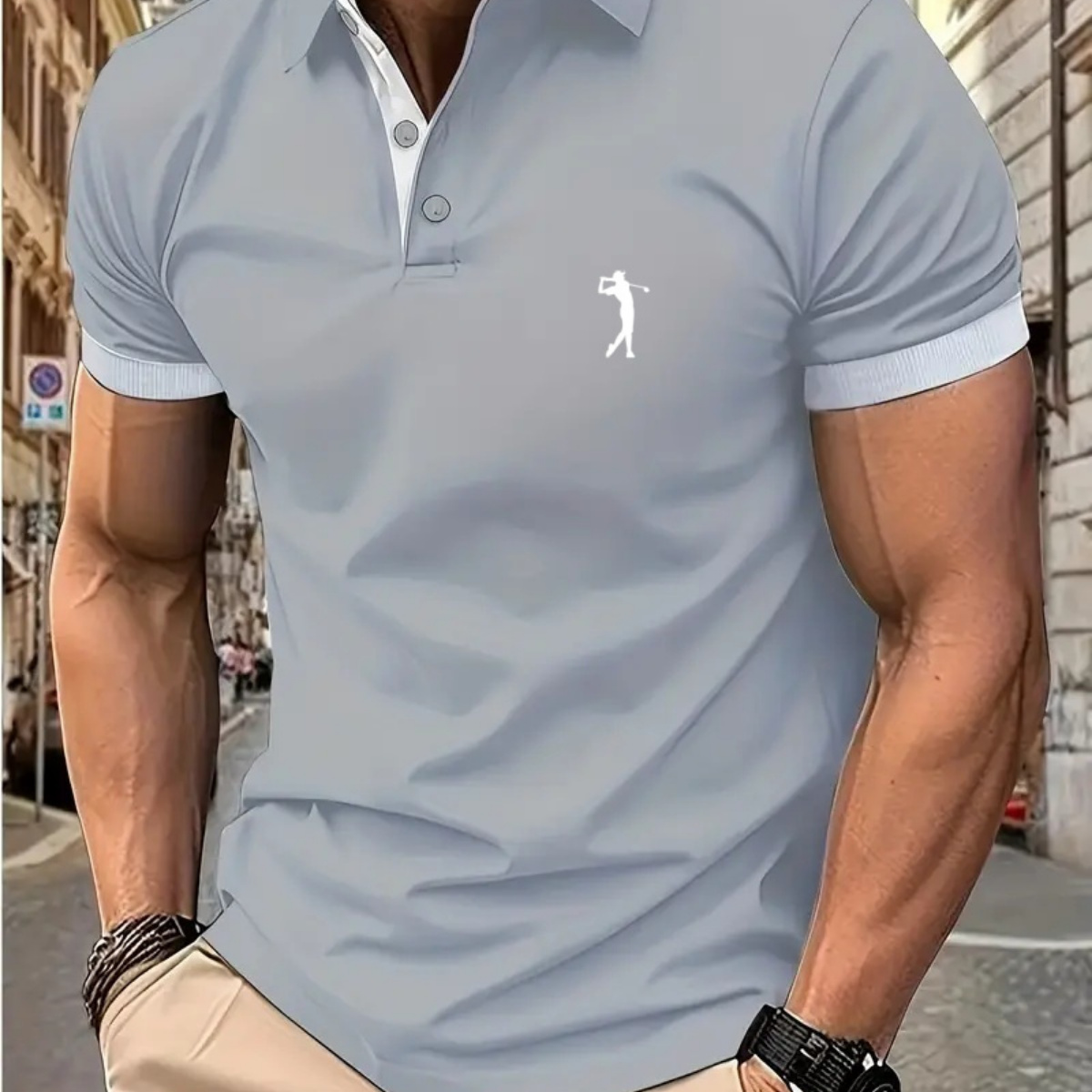 Julian – Slim-Fit-Poloshirt mit gestreiftem Kragen