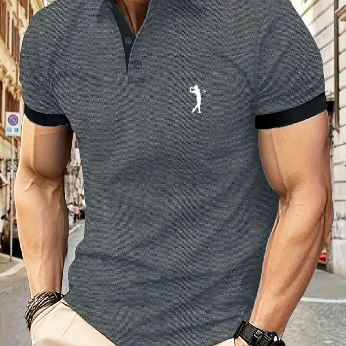 Julian – Slim-Fit-Poloshirt mit gestreiftem Kragen