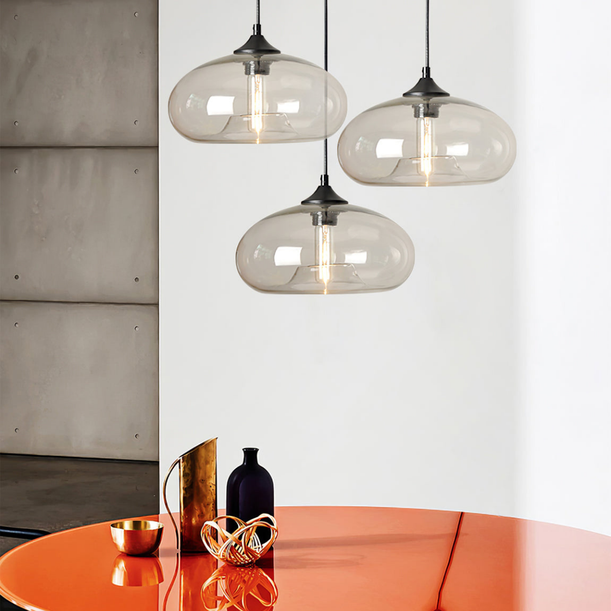LumeCore – Glas-Pendelleuchte mit rundem Schirm