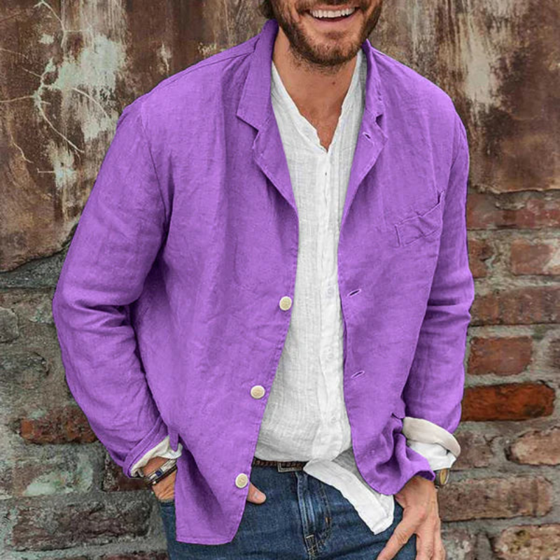 Owen – Leinenpullover mit Knopfverschluss und Schlitz-Design