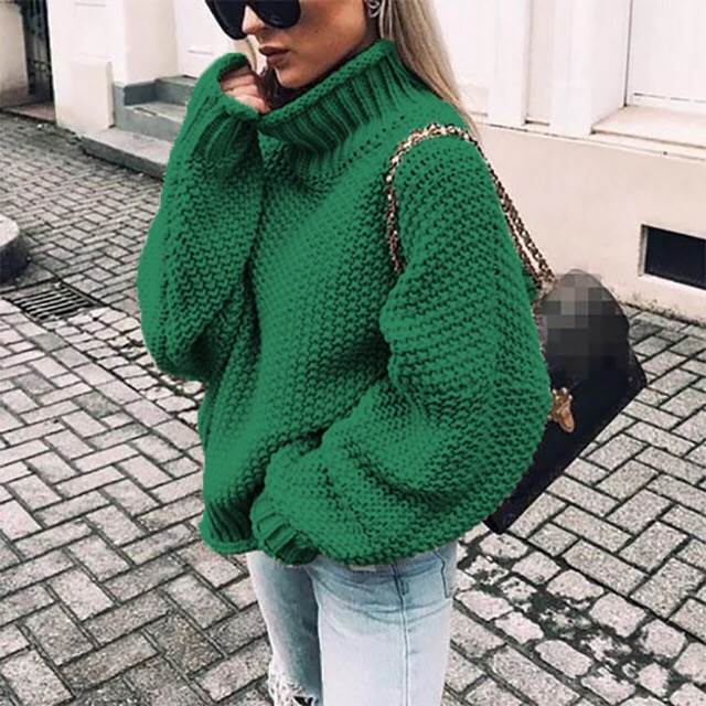 Elara – Strickpullover mit hohem Kragen und Fledermausärmeln