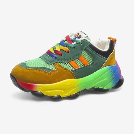 Aurora – Lässige Schnür-Sneaker mit Regenbogen-Sohle
