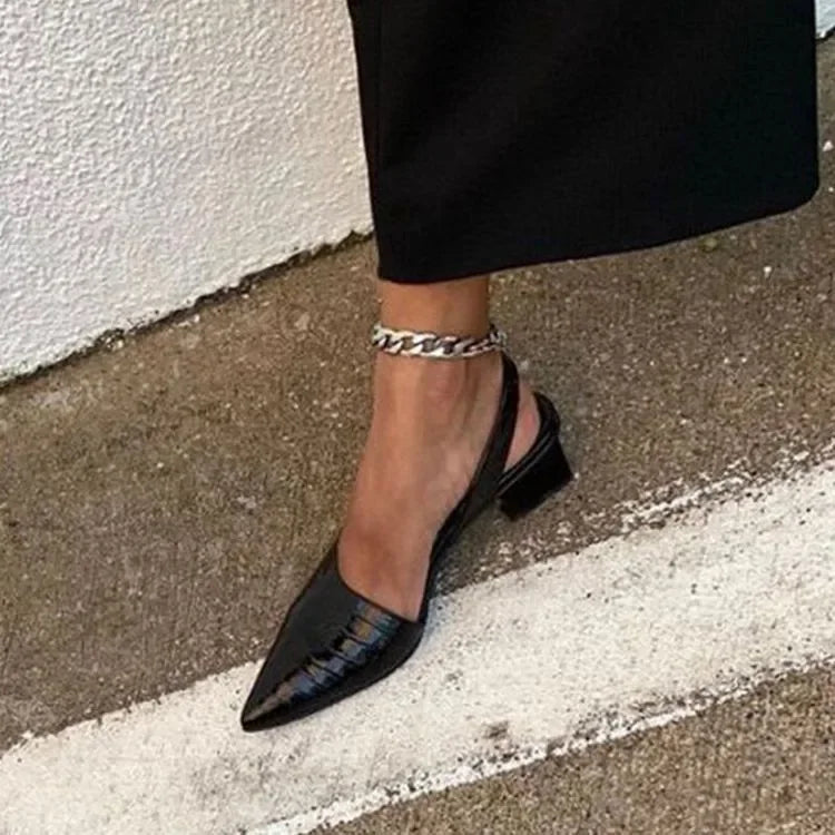 Serena – Slingback-Schuhe mit Spitzzehen und Mittelhohem Blockabsatz