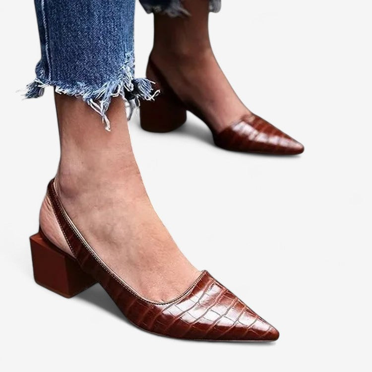 Serena – Slingback-Schuhe mit Spitzzehen und Mittelhohem Blockabsatz