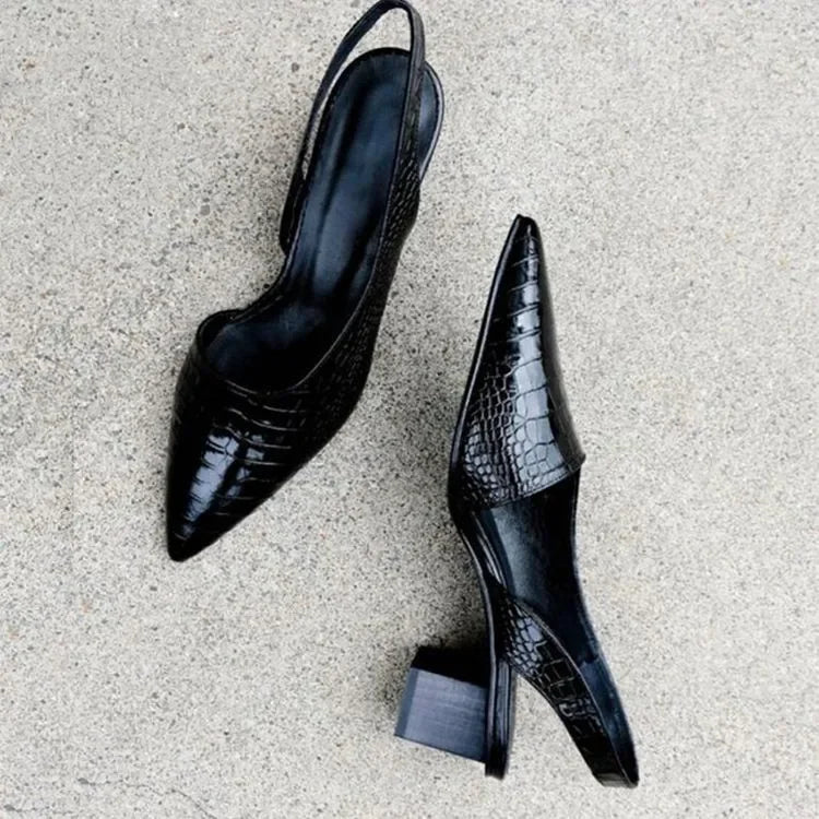 Serena – Slingback-Schuhe mit Spitzzehen und Mittelhohem Blockabsatz