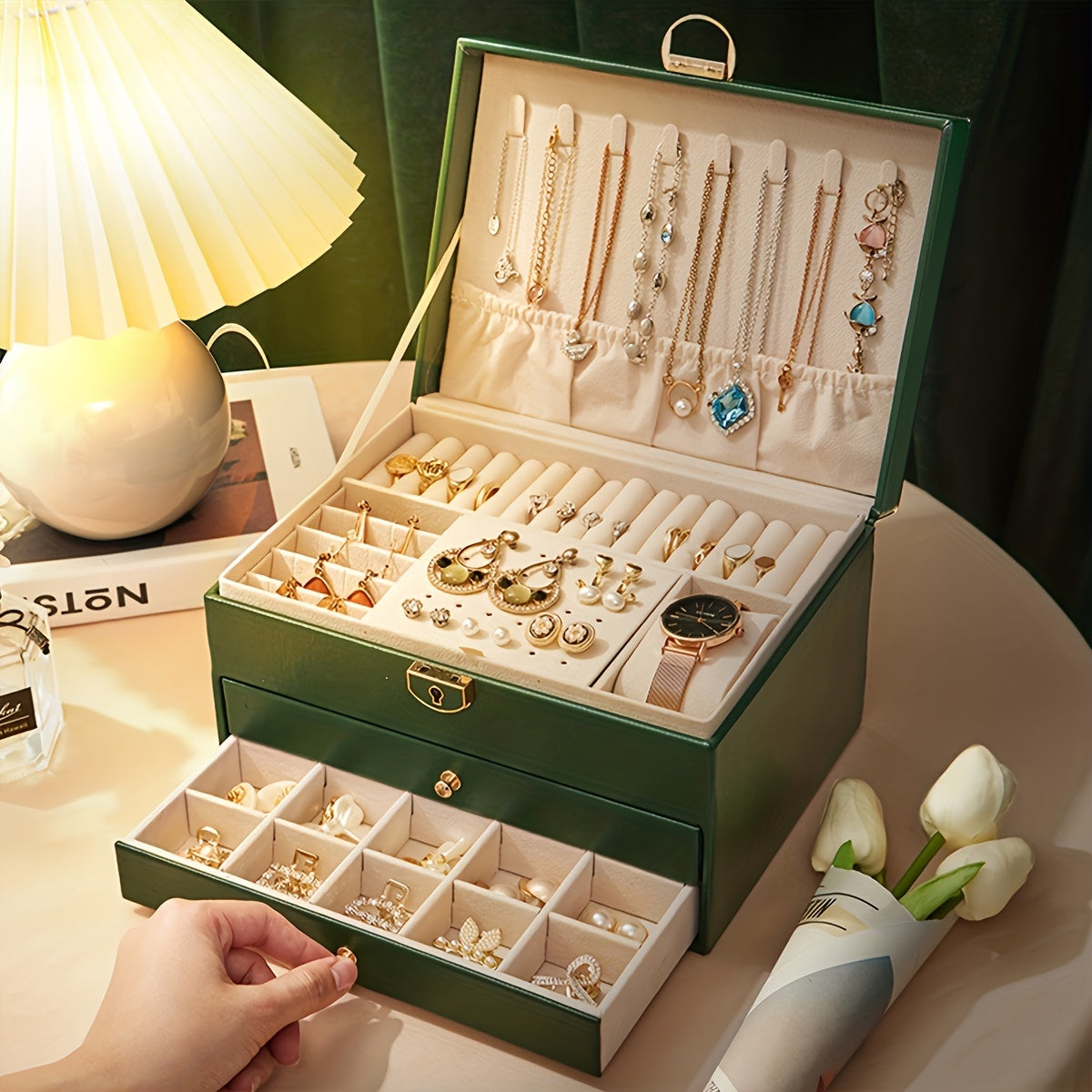 LuxeVault – Schmuckbox aus Leder mit mehreren Schubladen