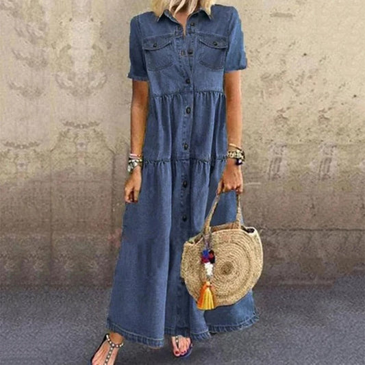 Saphira – Jeans-Midikleid mit Rüschen