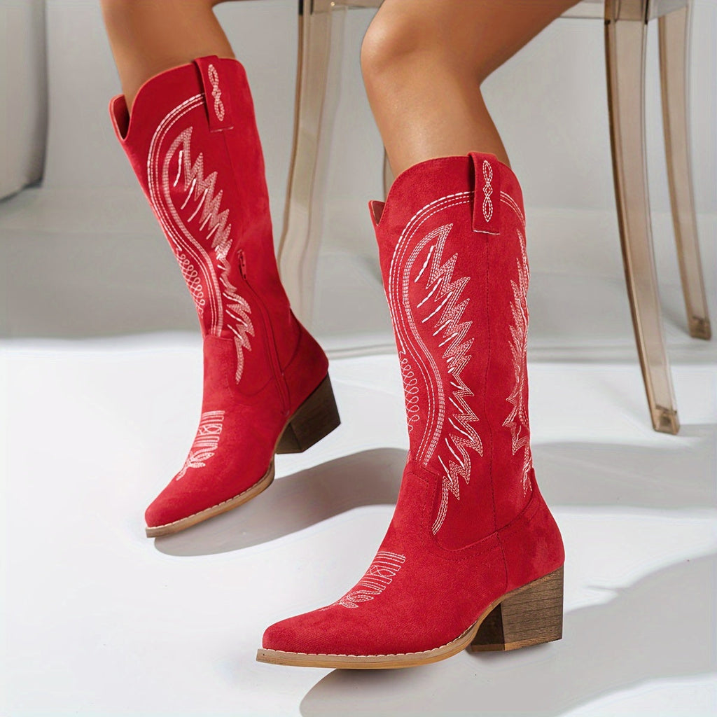 Ava – Knöchelhohe Stiefel mit Stickerei und rutschfester Sohle