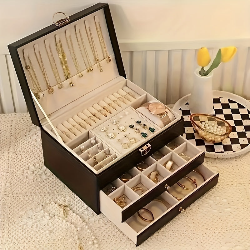 LuxeVault – Schmuckbox aus Leder mit mehreren Schubladen