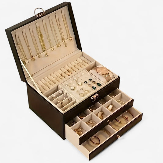 LuxeVault – Schmuckbox aus Leder mit mehreren Schubladen