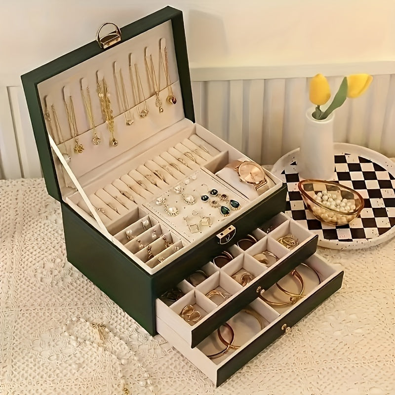 LuxeVault – Schmuckbox aus Leder mit mehreren Schubladen