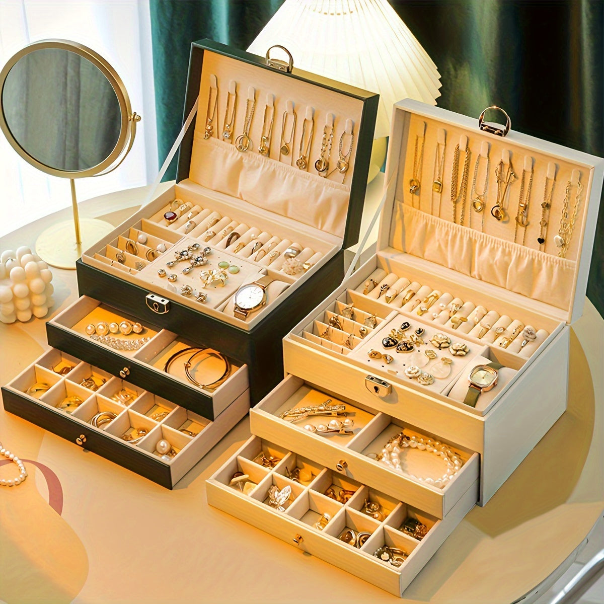 LuxeVault – Schmuckbox aus Leder mit mehreren Schubladen
