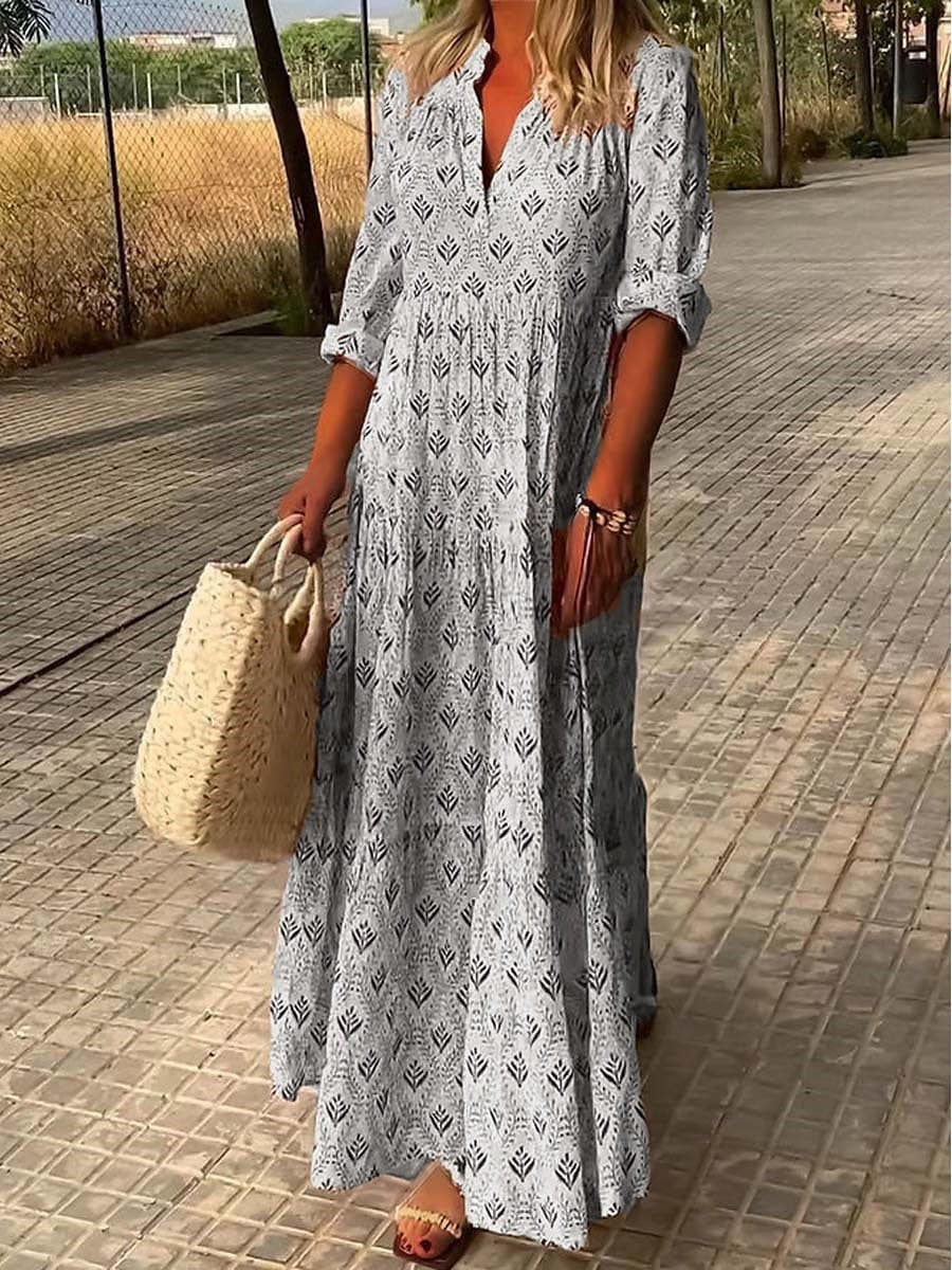 Serina – Maxi-Kleid mit Schnürung und V-Ausschnitt