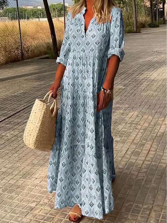 Serina – Maxi-Kleid mit Schnürung und V-Ausschnitt