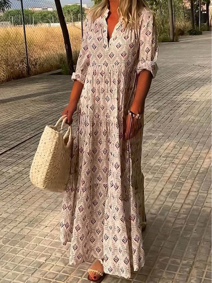 Serina – Maxi-Kleid mit Schnürung und V-Ausschnitt