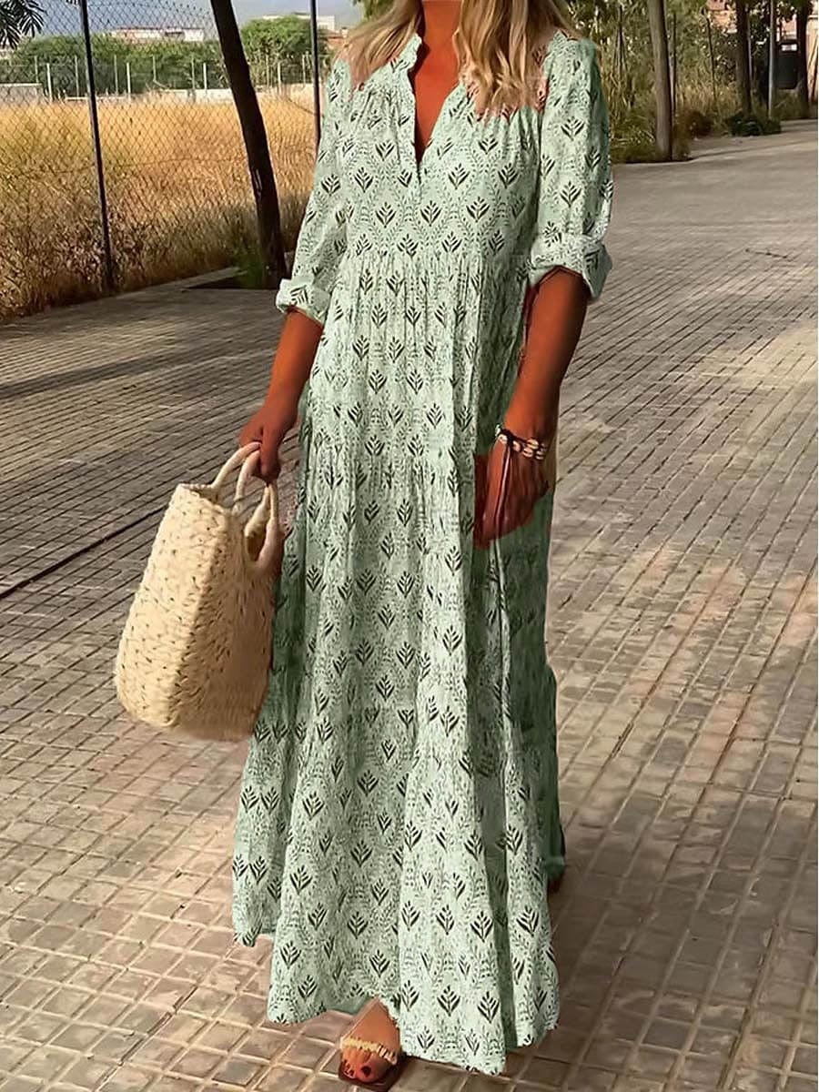 Serina – Maxi-Kleid mit Schnürung und V-Ausschnitt