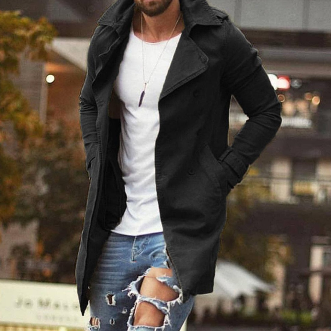 Leonard – Trenchcoat mit Reverskragen, Knopfleiste und langen Ärmeln