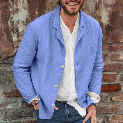 Owen – Leinenpullover mit Knopfverschluss und Schlitz-Design
