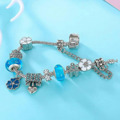 LunaBloom – Silbernes Blumen Charm Armband mit verstellbarer Passform