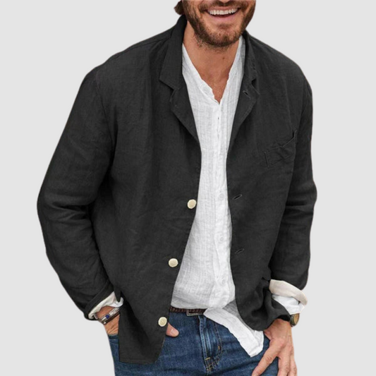 Owen – Leinenpullover mit Knopfverschluss und Schlitz-Design