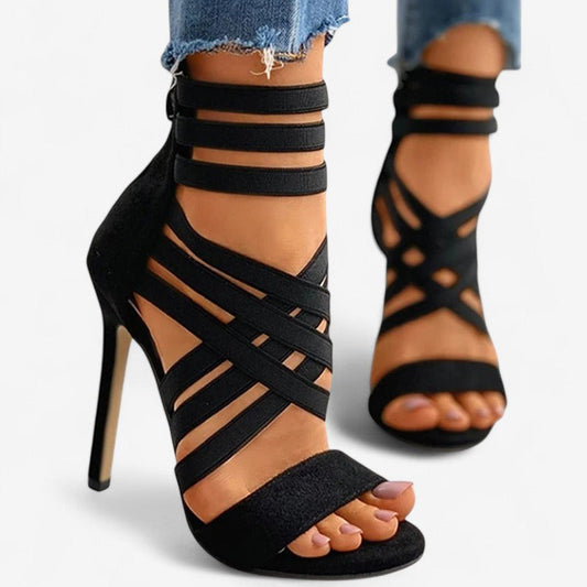 Mira – High Heels mit offenem Zehenbereich und Reißverschluss hinten