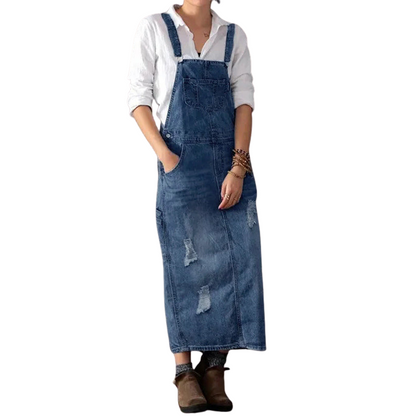 Lina – Lässiges Latzkleid mit Rückenschlitz und Taschen