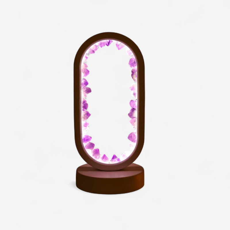 LunaAmor – Moderne Amethystlampe mit poliertem Sockel