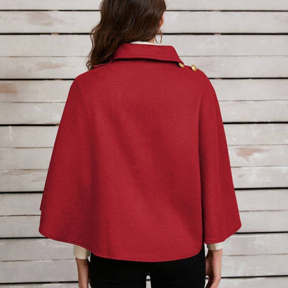 Sarah – Kurzer Poncho-Mantel mit Reverskragen und Knöpfen