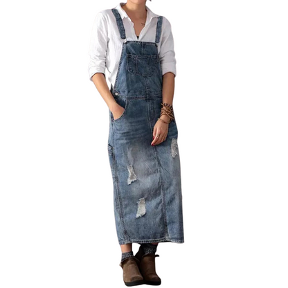 Lina – Lässiges Latzkleid mit Rückenschlitz und Taschen