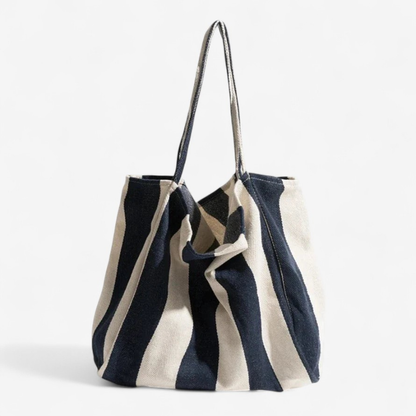Sofia – Gestreifte Tote-Tasche mit übergroßer Form