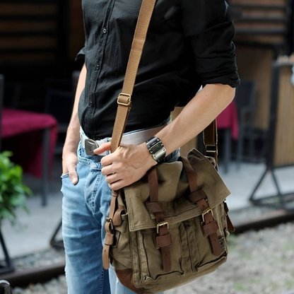 UrbanHaven – Vintage Schultertasche mit Reißverschlusstaschen