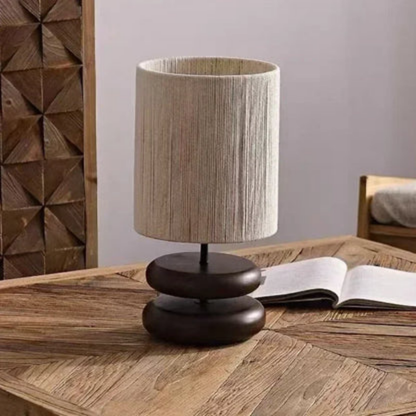 ZenWeave – Holz-Tischlampe mit Seilgeflecht-Schirm