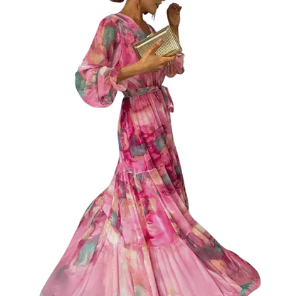 Olivia – Langärmliges Maxikleid mit Blumenmuster