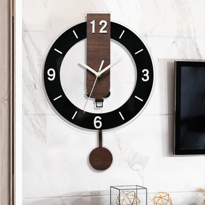 TimeCrafter – Retro-Wanduhr aus Holz mit schwingendem Pendel