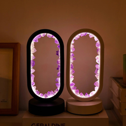 LunaAmor – Moderne Amethystlampe mit poliertem Sockel