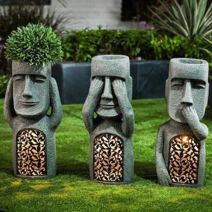 GardenGlow – Künstlerische Blumentopf-Skulptur mit Solar LED