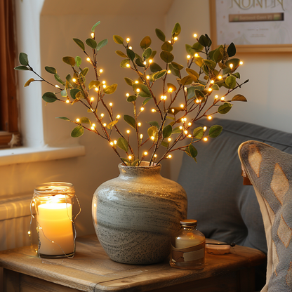 LumoBranch – 70 cm Olivenzweig-Lichterkette mit warmem LED-Ton