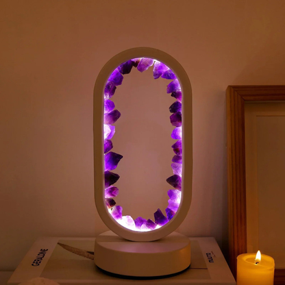 LunaAmor – Moderne Amethystlampe mit poliertem Sockel