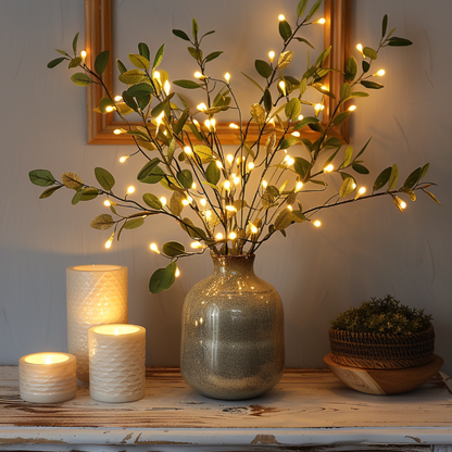 LumoBranch – 70 cm Olivenzweig-Lichterkette mit warmem LED-Ton