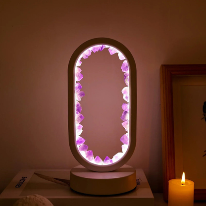 LunaAmor – Moderne Amethystlampe mit poliertem Sockel