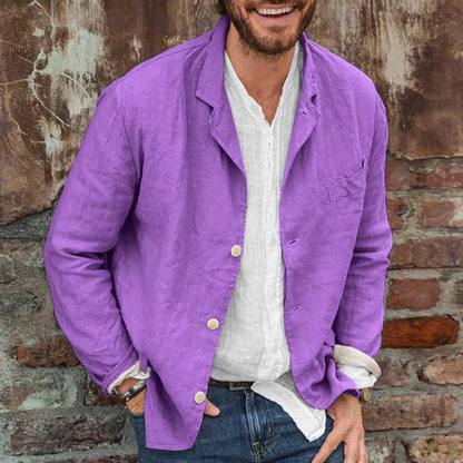 Owen – Leinenpullover mit Knopfverschluss und Schlitz-Design