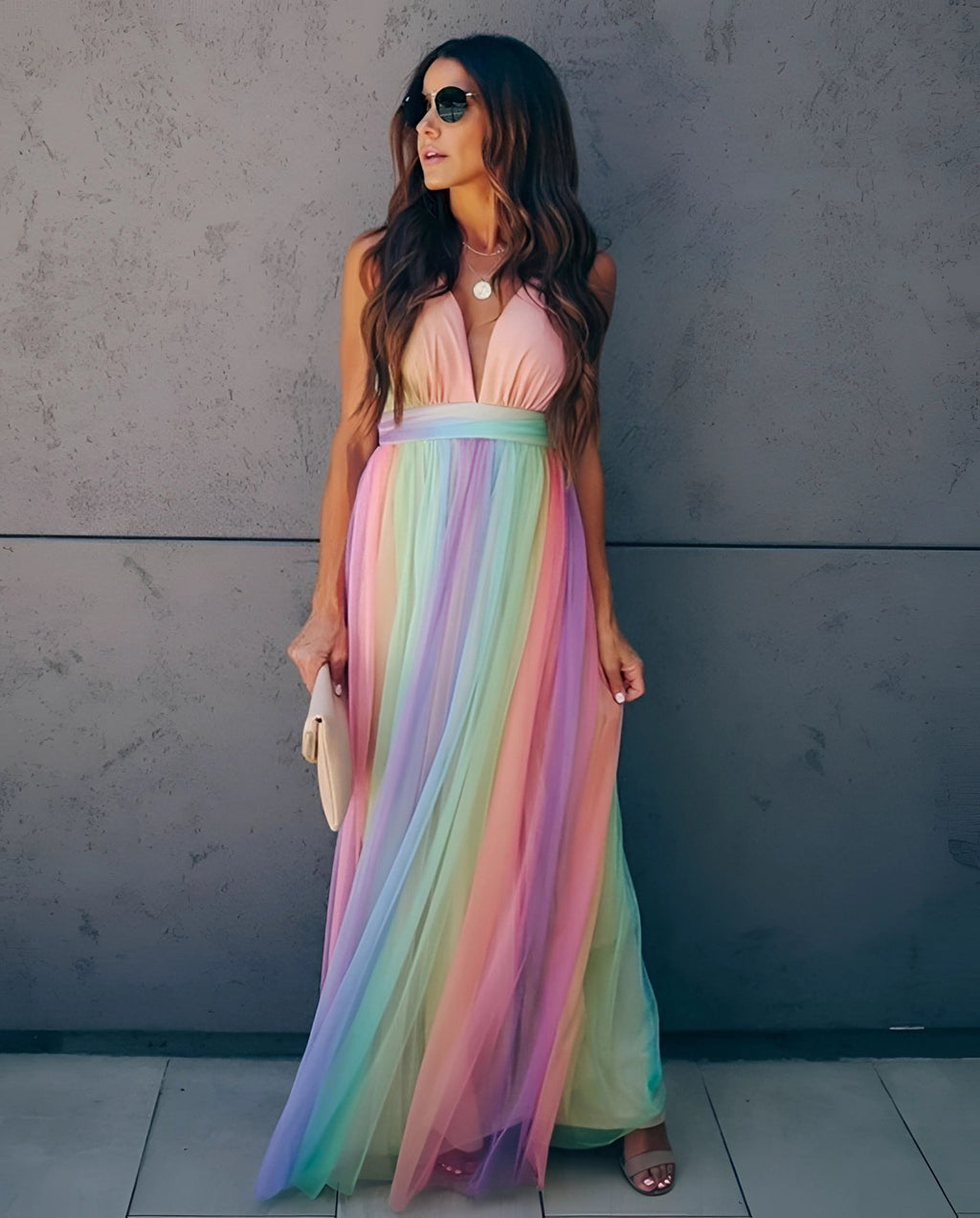 Elke – Ärmelloses Maxikleid mit fließender Silhouette