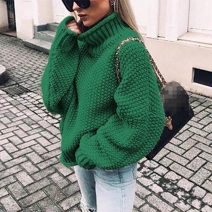 Elara – Strickpullover mit hohem Kragen und Fledermausärmeln