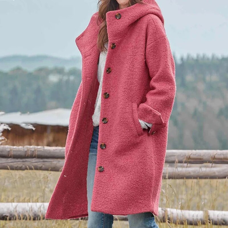 Seraphina – Lockerer Trenchcoat mit Kapuze und Langen Ärmeln