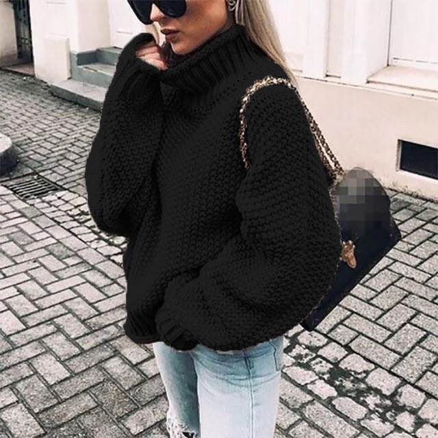 Elara – Strickpullover mit hohem Kragen und Fledermausärmeln