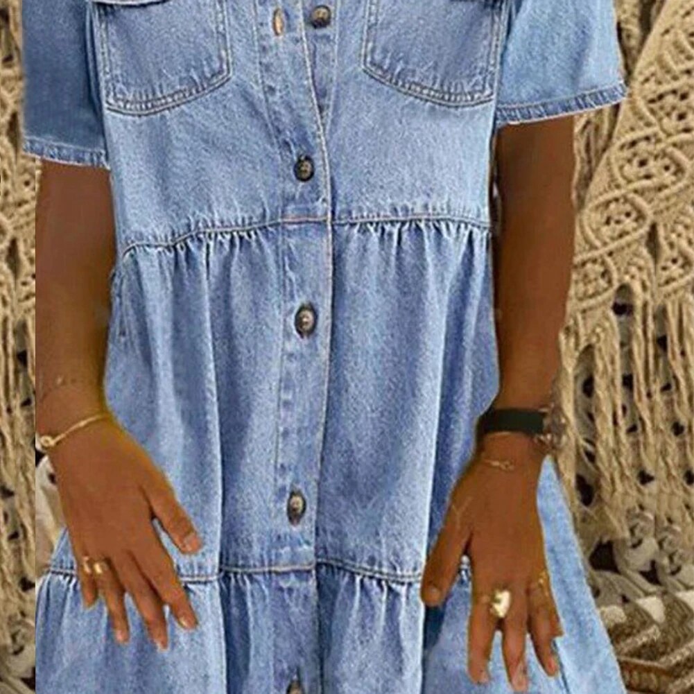 Saphira – Jeans-Midikleid mit Rüschen